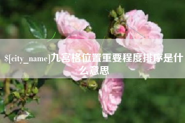 宝鸡九宫格位置重要程度排序是什么意思